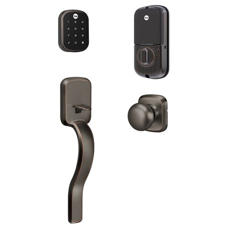 YALE REAL LIVING Z-Wave Plus Assure Lock SL Touchscreen Deadbolt with Ridgefield Handleset US10BP Oil Rubbed Bronze P BYRD256ZWRX10BP